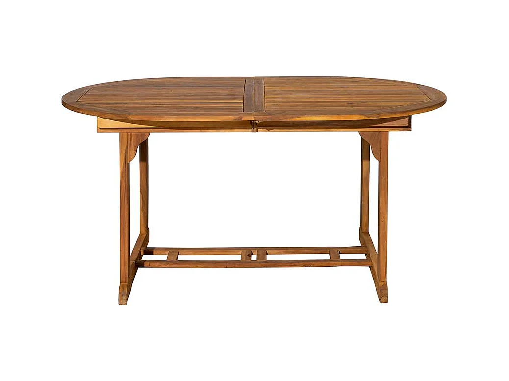 Garten Ausziehtisch aus Akazie Massivholz ovaler Tischplatte