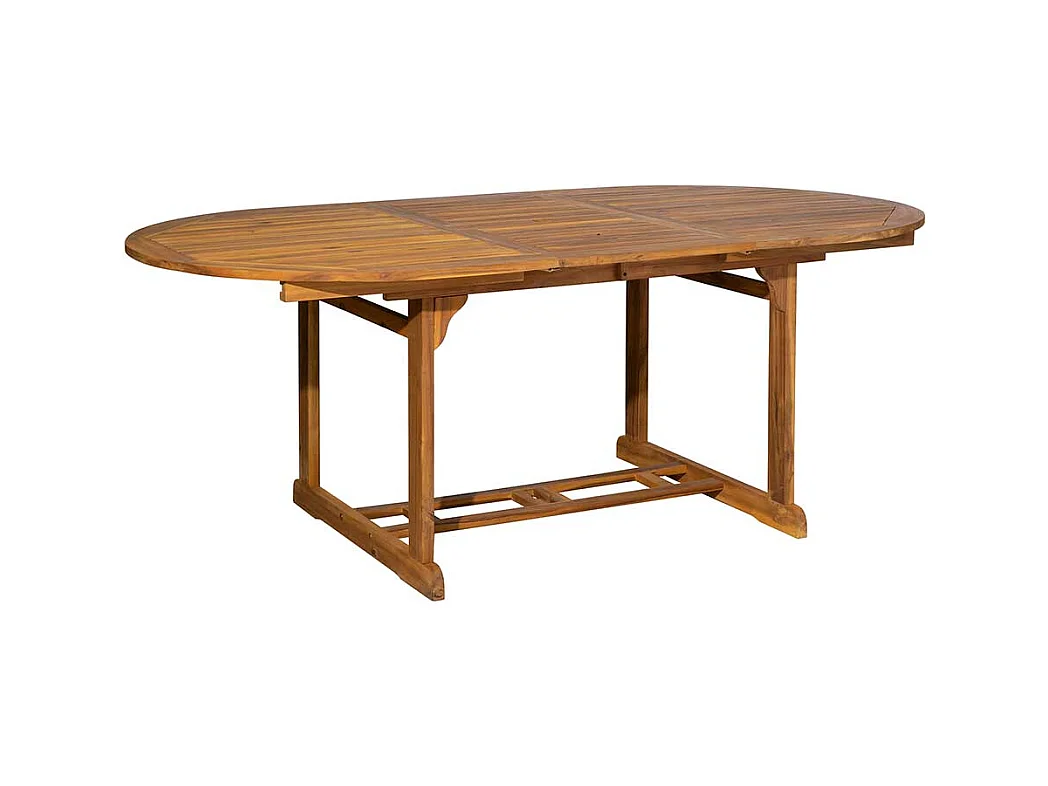 Garten Ausziehtisch aus Akazie Massivholz ovaler Tischplatte