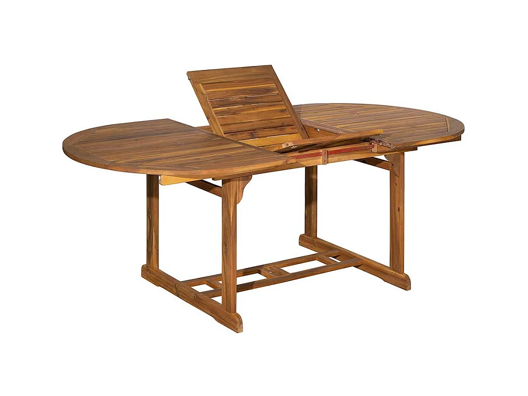 Garten Ausziehtisch aus Akazie Massivholz ovaler Tischplatte