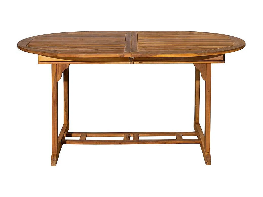 Garten Ausziehtisch aus Akazie Massivholz ovaler Tischplatte