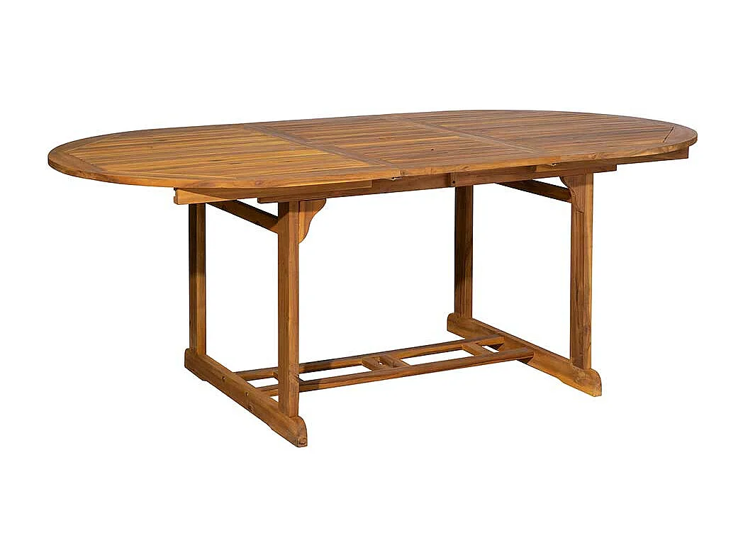 Garten Ausziehtisch aus Akazie Massivholz ovaler Tischplatte