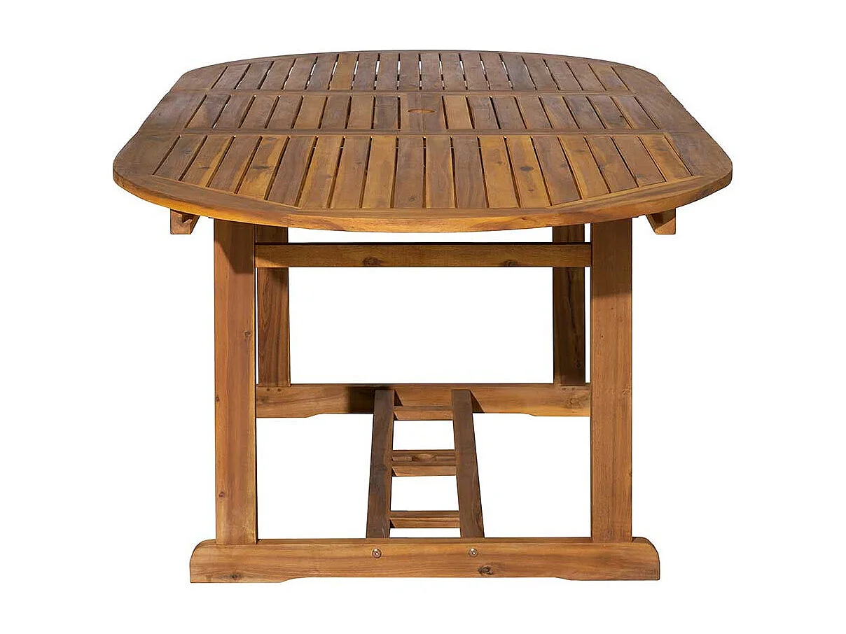 Garten Ausziehtisch aus Akazie Massivholz ovaler Tischplatte