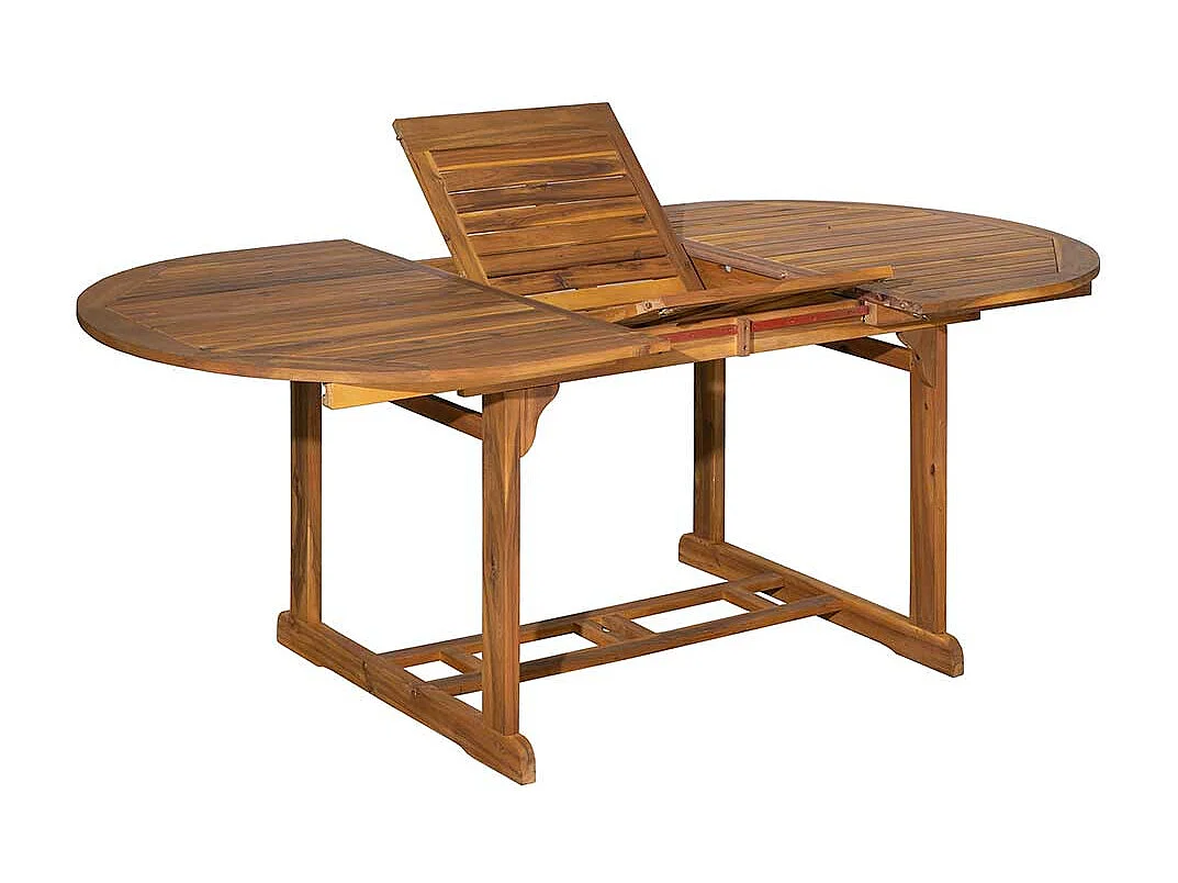 Garten Ausziehtisch aus Akazie Massivholz ovaler Tischplatte