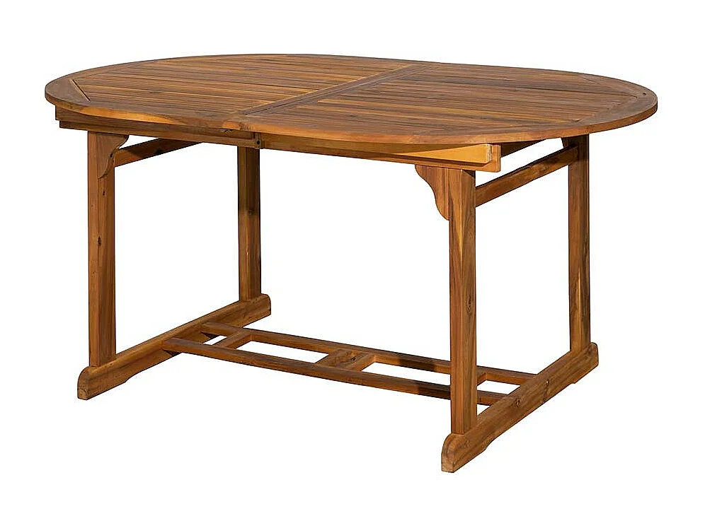 Garten Ausziehtisch aus Akazie Massivholz ovaler Tischplatte