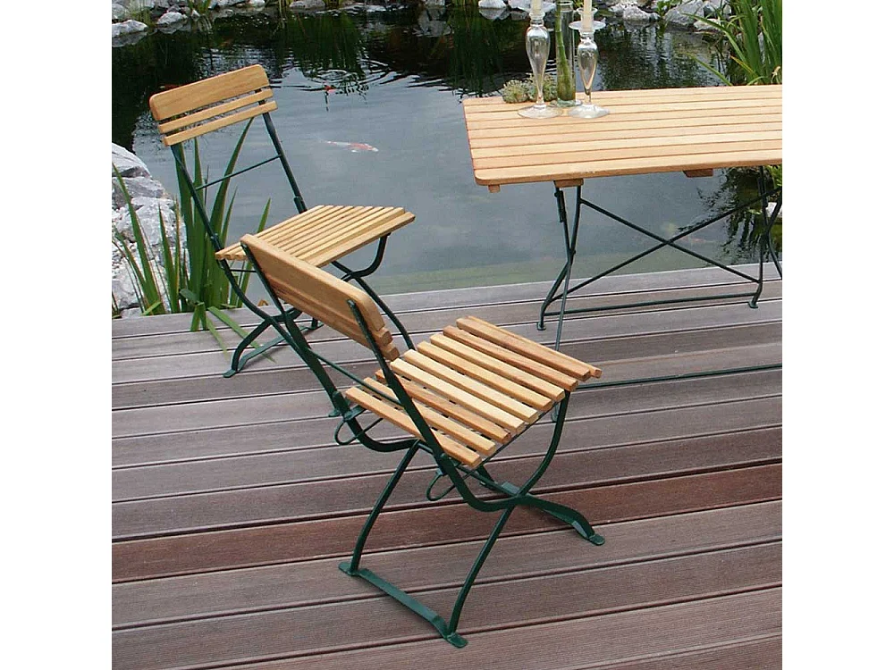 Balkonstuhl aus Robinie Massivholz und Stahl klappbar (2er Set)