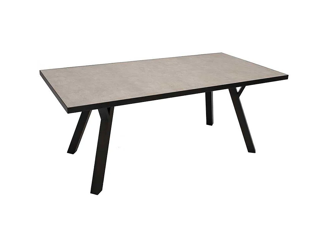 Terrassentisch mit Glasplatte Vierfußgestell Metall