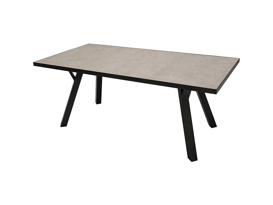 Terrassentisch mit Glasplatte Vierfußgestell Metall