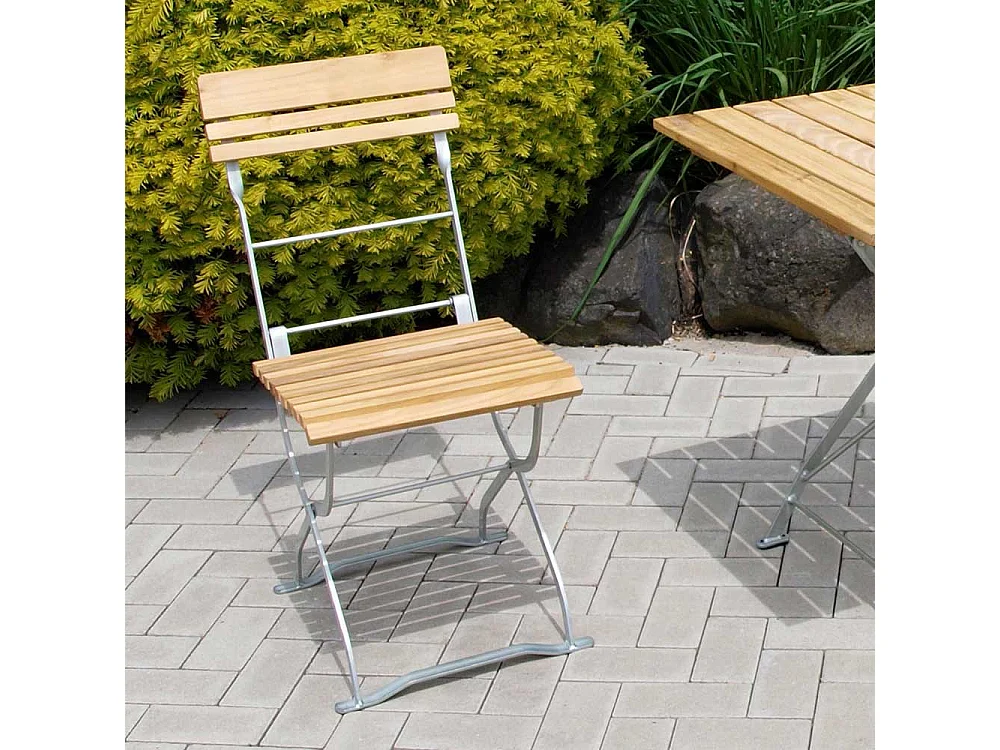 Garten Klappstuhl aus Robinie Massivholz Stahl in Zinkfarben (2er Set)