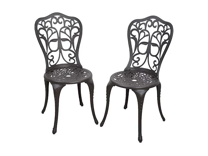 Balkonstuhl Set in Braun verziert Aluminium (2er Set)