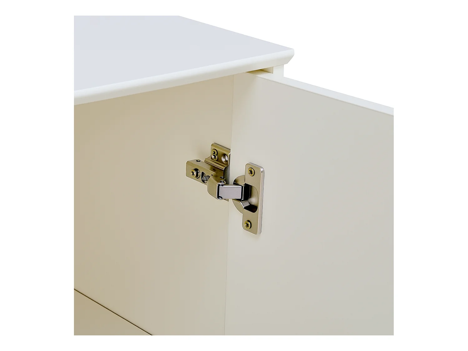 Buffet blanc à 4 portes, design portes incurvées, finition mate 160x38x80cm