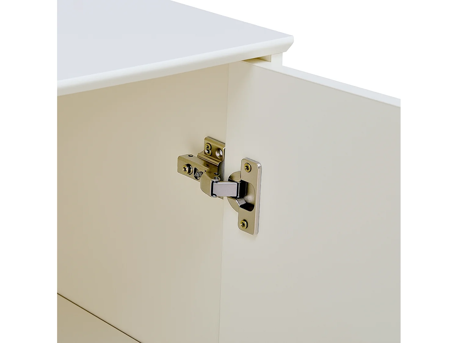 Buffet blanc à 4 portes, design portes incurvées, finition mate 160x38x80cm