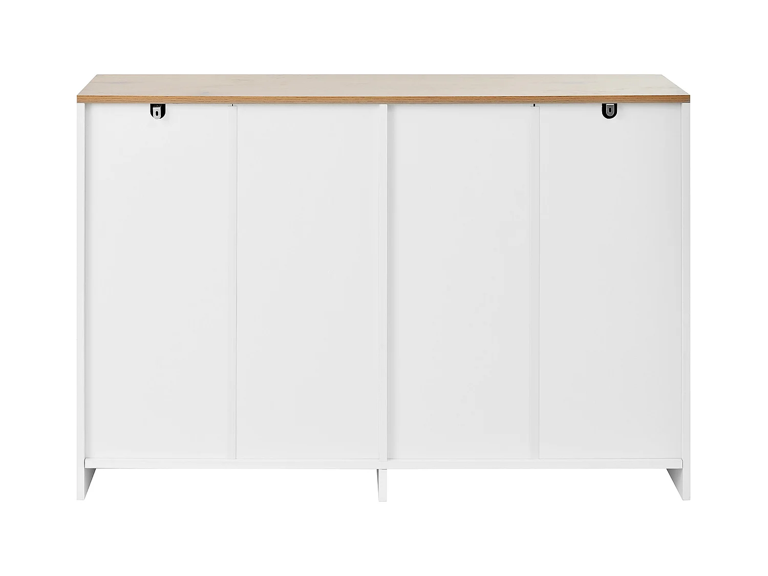 Buffet blanc avec 2 tiroirs et 4 portes, plateau effet bois 120x35x80,5cm