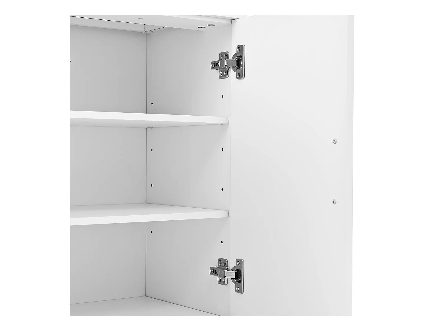 Buffet blanc avec 2 tiroirs et 4 portes, plateau effet bois 120x35x80,5cm