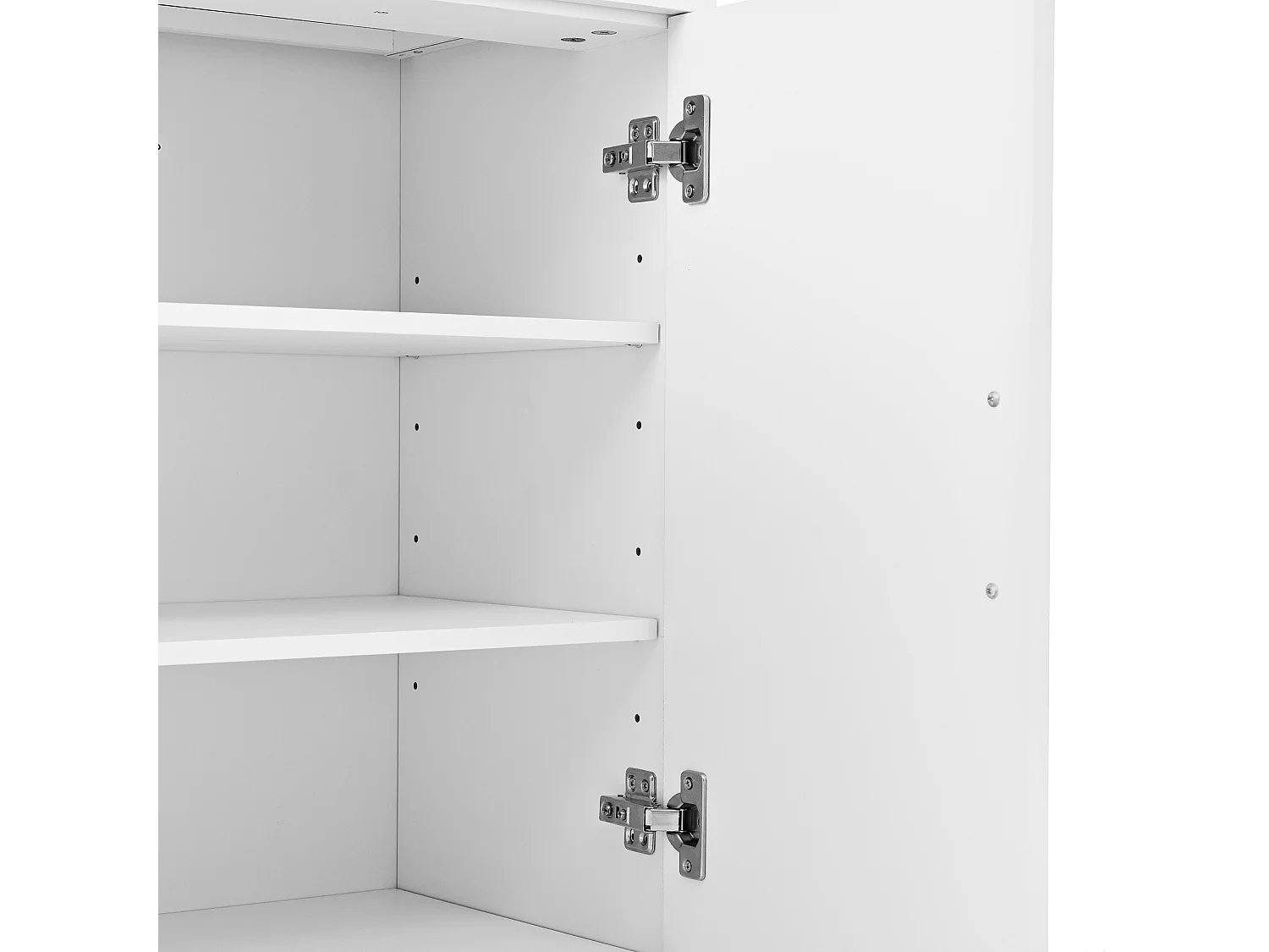 Buffet blanc avec 2 tiroirs et 4 portes, plateau effet bois 120x35x80,5cm