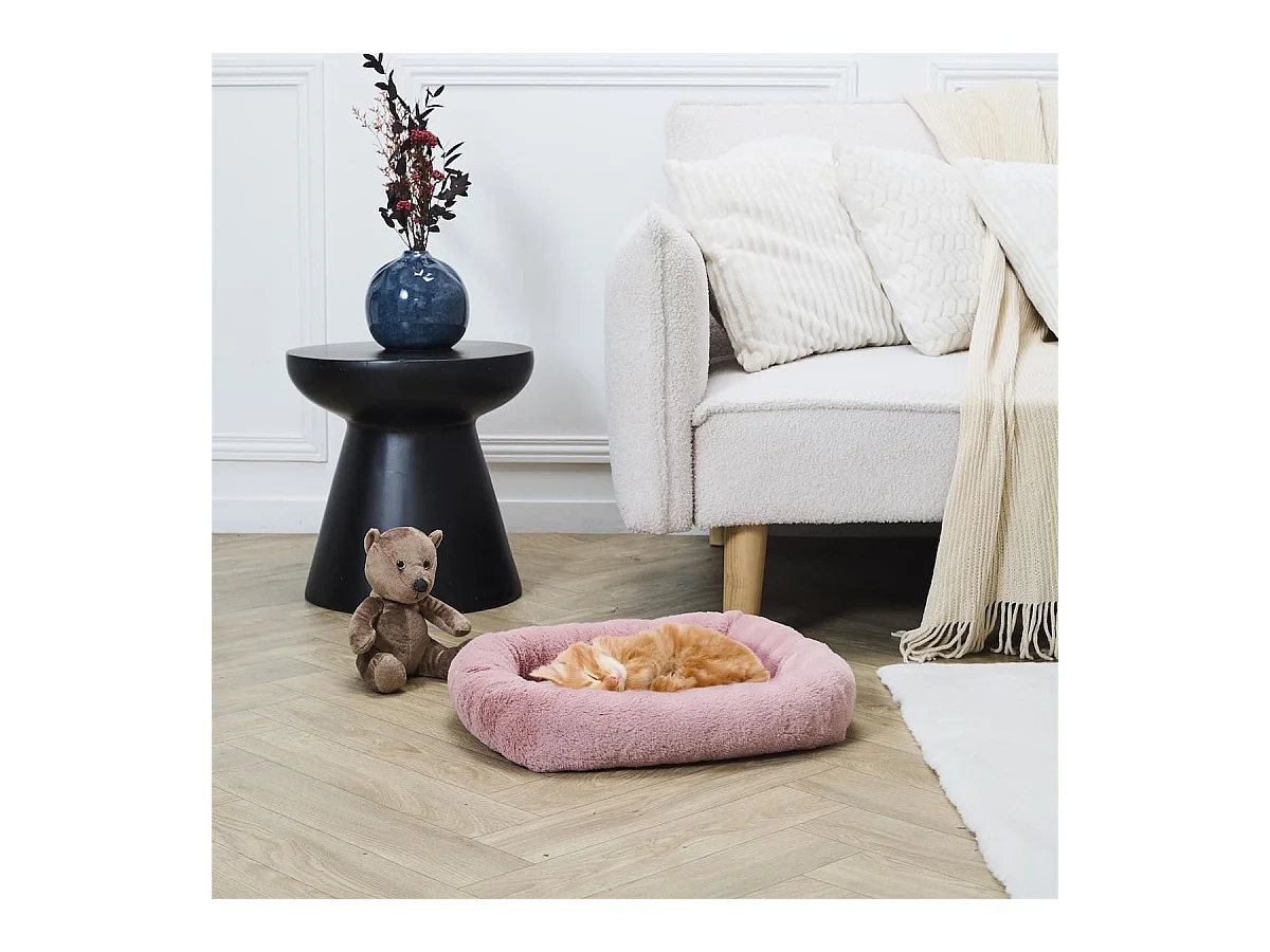 Coussin pour animaux 46x39 cm en fourrure synthétique ultra douce rose