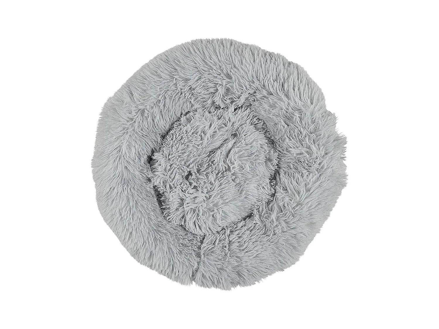 Coussin pour animaux rond diamètre 50 cm en fourrure synthétique ultra douce gris
