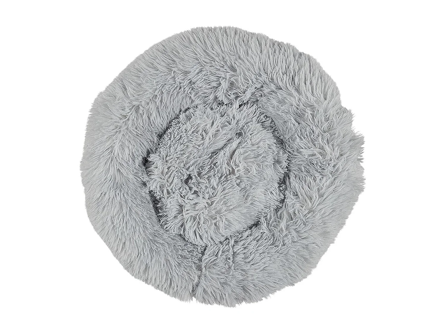 Coussin pour animaux rond diamètre 50 cm en fourrure synthétique ultra douce gris