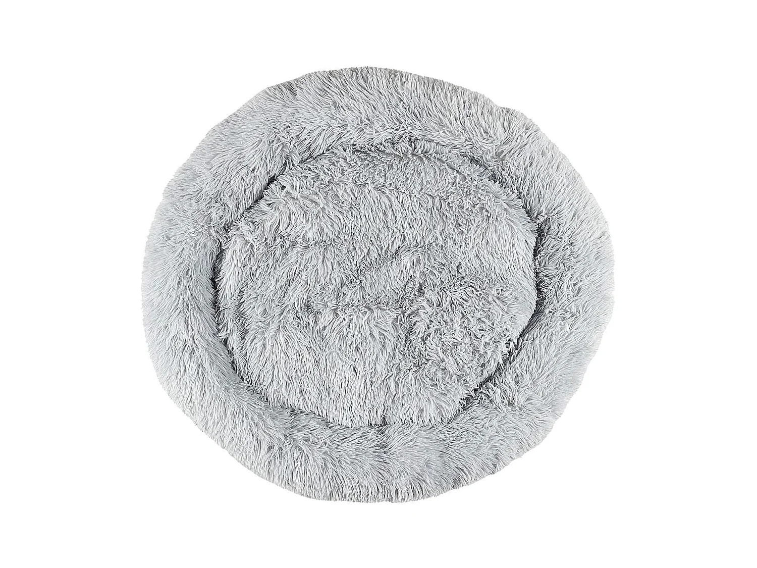 Coussin pour animaux rond diamètre 80 cm en fourrure synthétique ultra douce gris