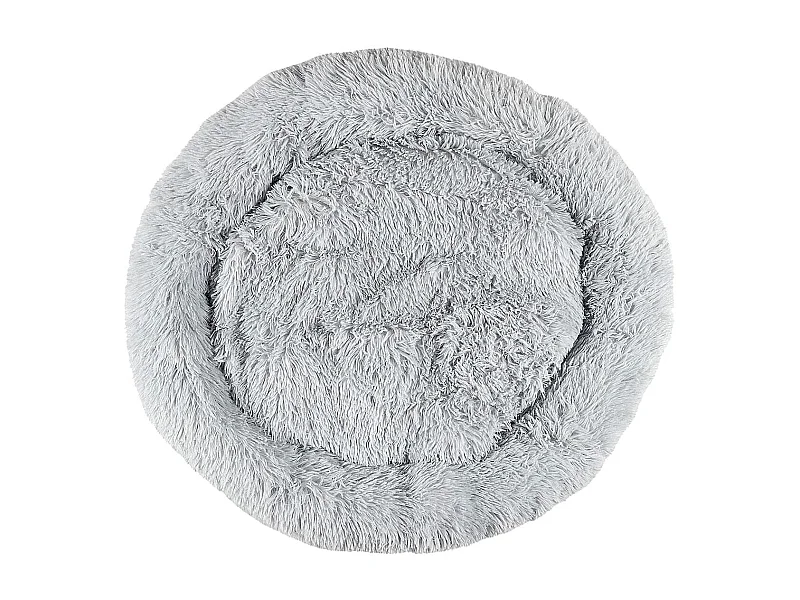 Coussin pour animaux rond diamètre 80 cm en fourrure synthétique ultra douce gris
