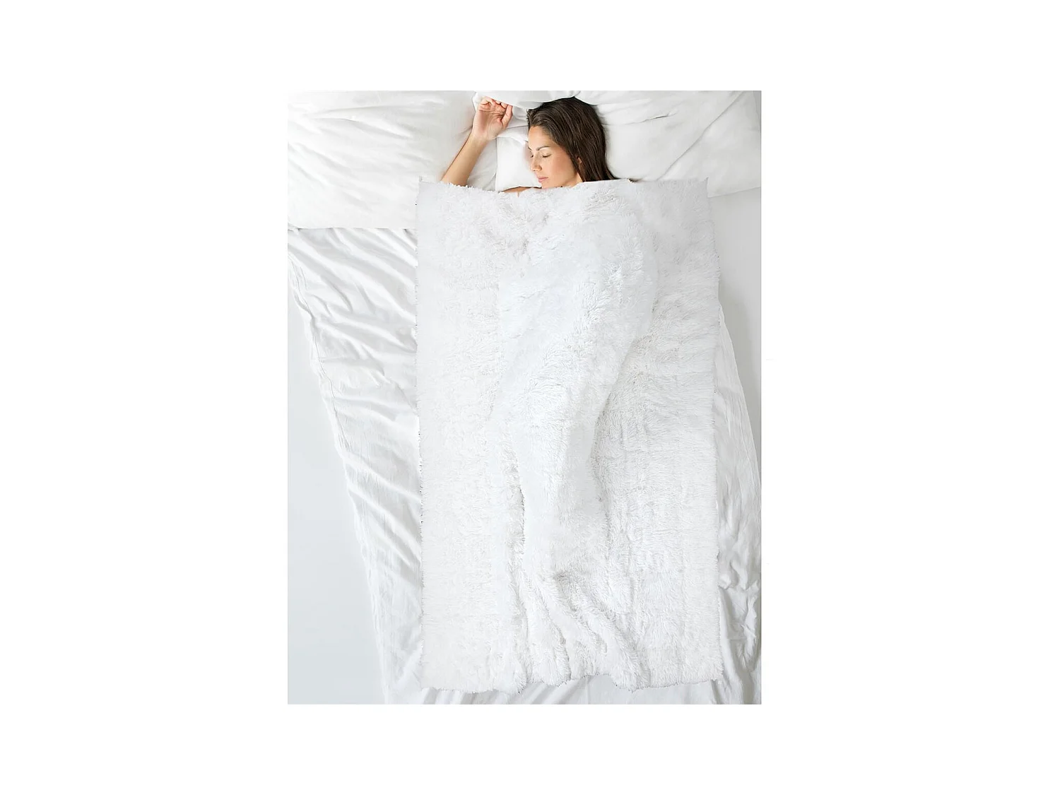Couverture Pondérée 7kg Anti-Stress Sommeil Optimal Imitation Fourrure Blanche - SILVES