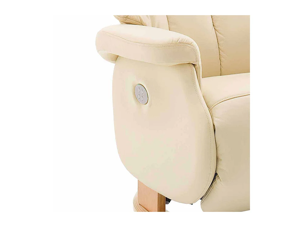 Leder Fernsehsessel in Creme Weiß elektrisch