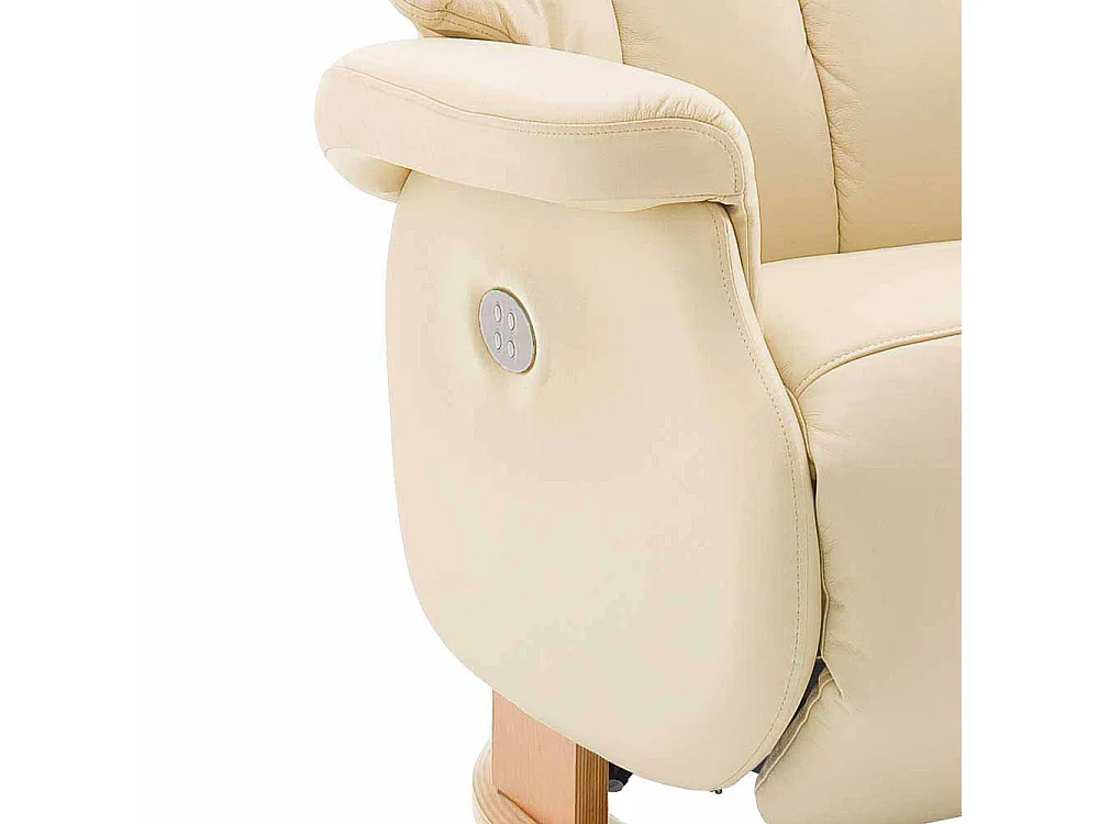 Leder Fernsehsessel in Creme Weiß elektrisch