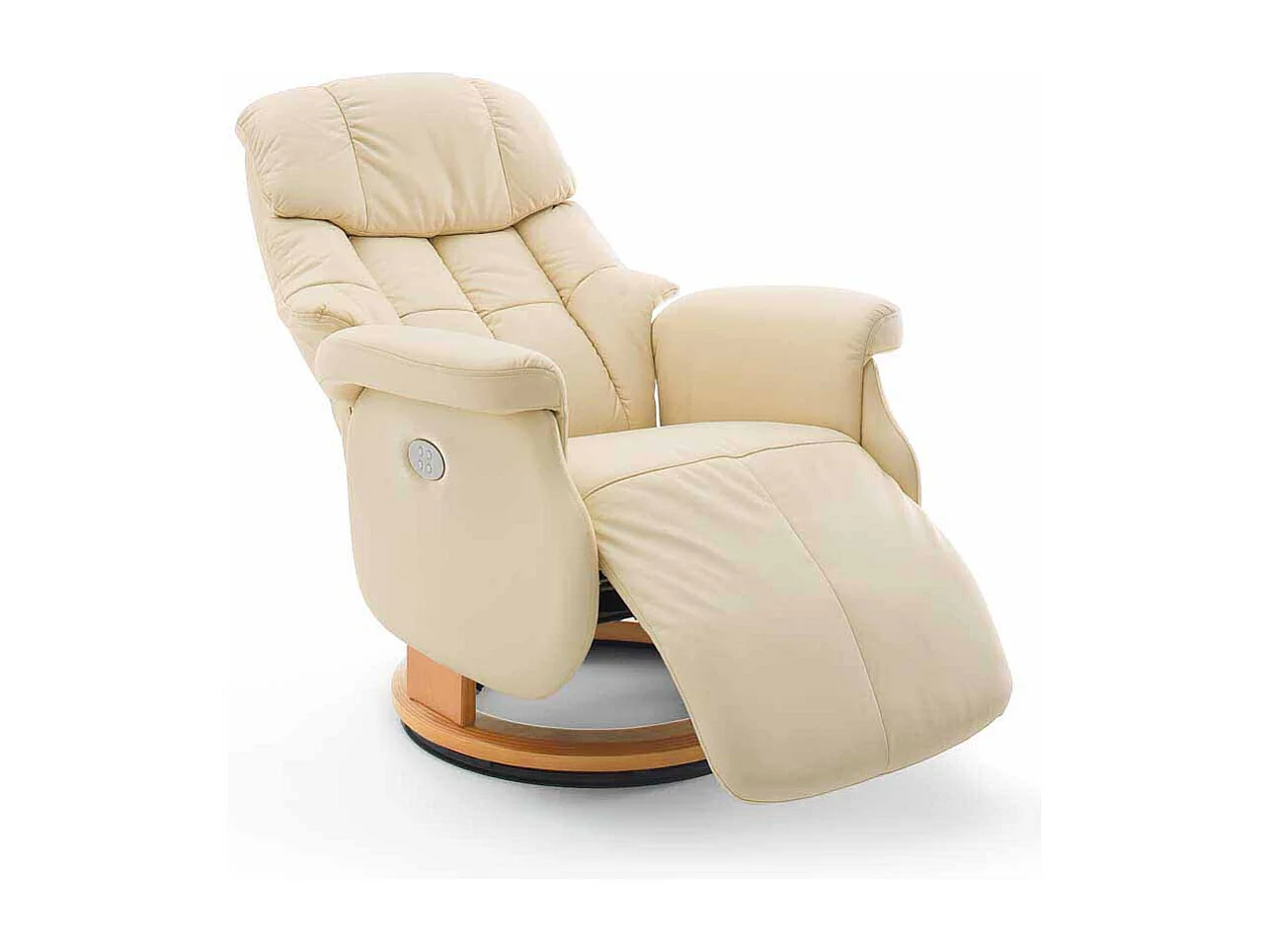 Leder Fernsehsessel in Creme Weiß elektrisch