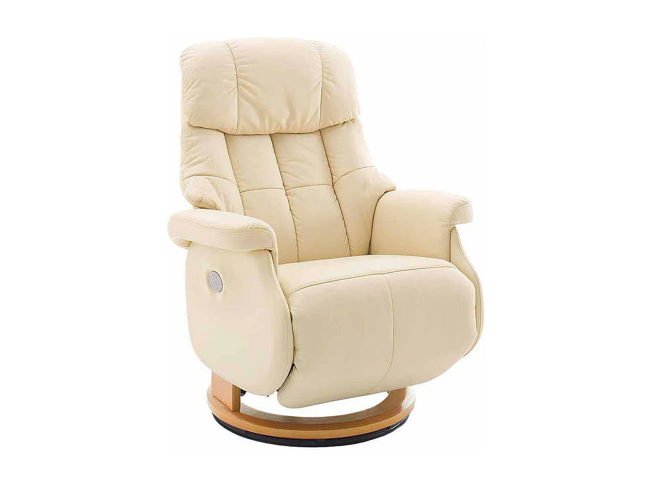 Leder Fernsehsessel in Creme Weiß elektrisch
