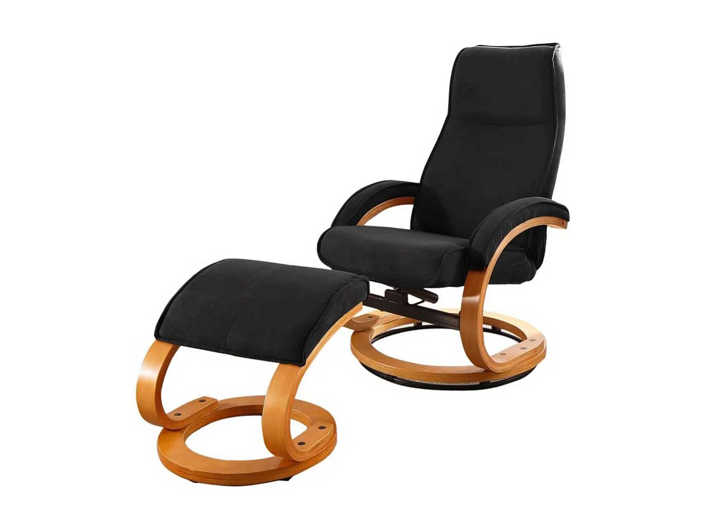 Drehbarer Design Sessel in Schwarz Microfaser Fußhocker (zweiteilig)