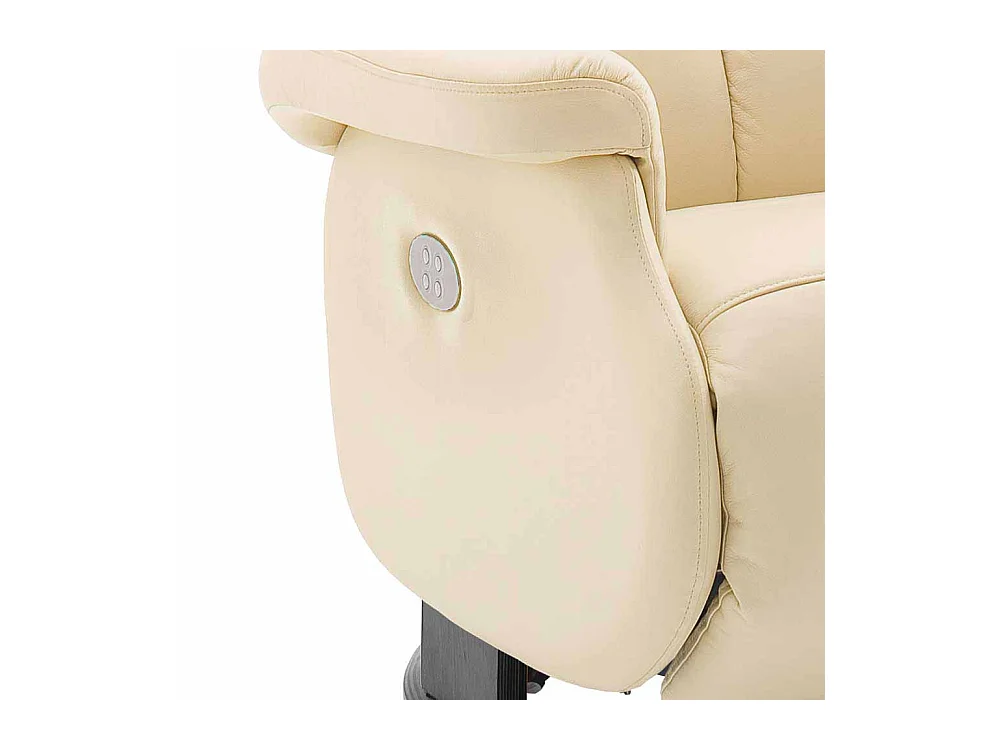 Relaxsessel in Creme Weiß Leder elektrisch verstellbar
