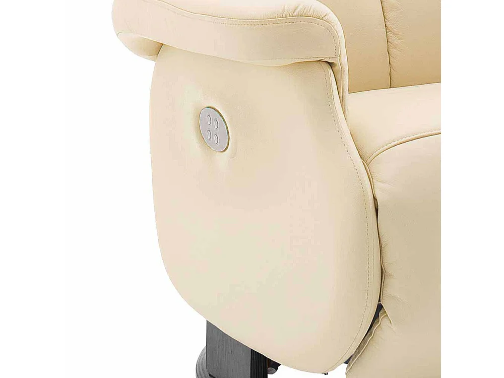 Relaxsessel in Creme Weiß Leder elektrisch verstellbar