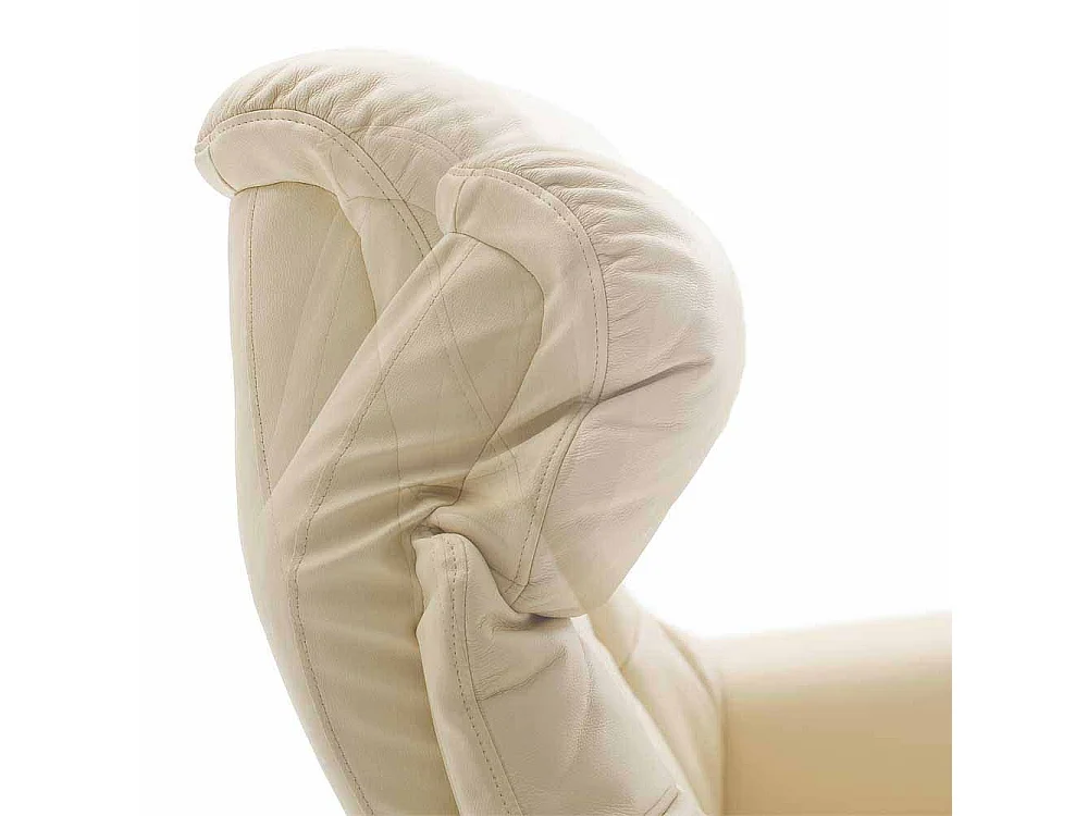 Relaxsessel in Creme Weiß Leder elektrisch verstellbar
