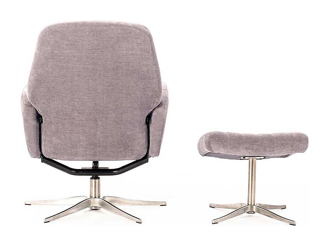 Relaxsessel in Hellgrau Samt Fußhocker (zweiteilig)