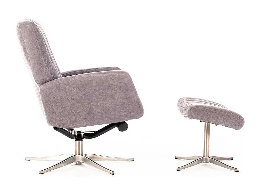 Relaxsessel in Hellgrau Samt Fußhocker (zweiteilig)