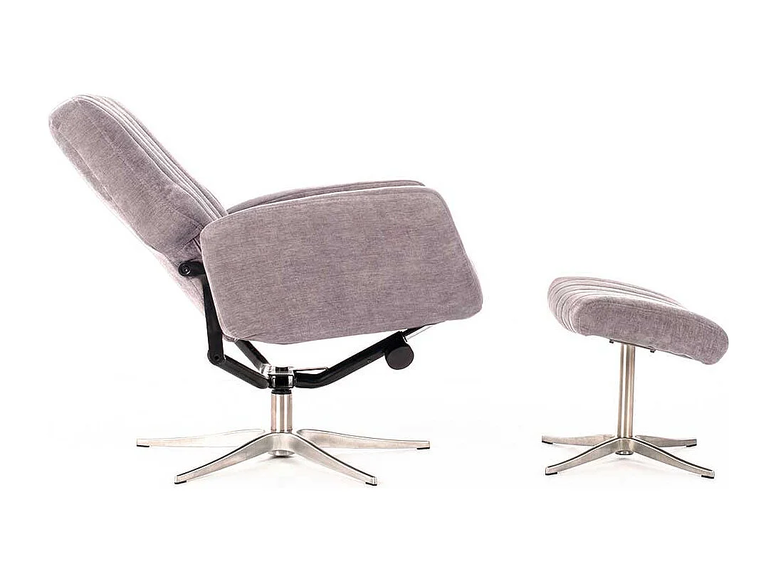 Relaxsessel in Hellgrau Samt Fußhocker (zweiteilig)