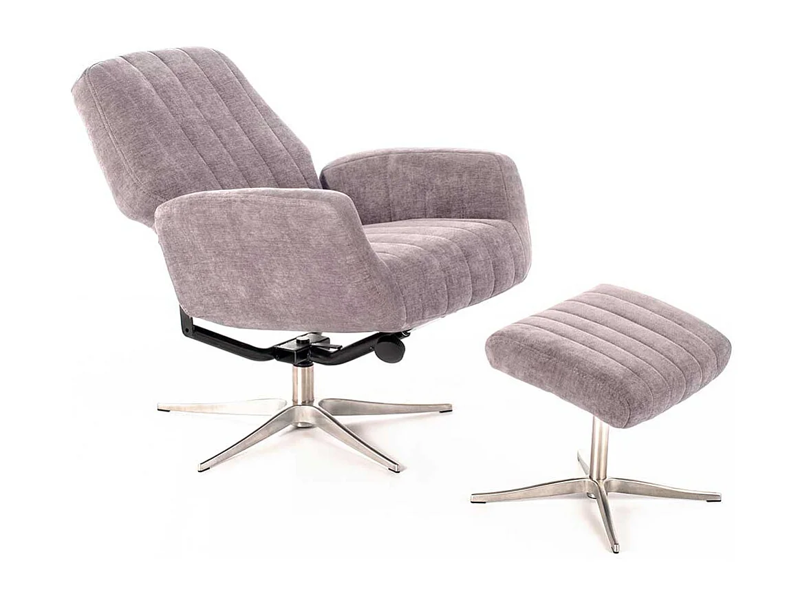 Relaxsessel in Hellgrau Samt Fußhocker (zweiteilig)