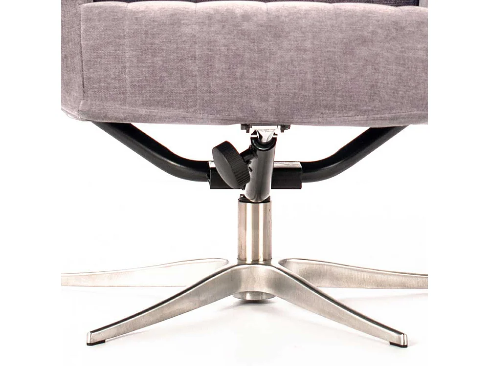 Relaxsessel in Hellgrau Samt Fußhocker (zweiteilig)