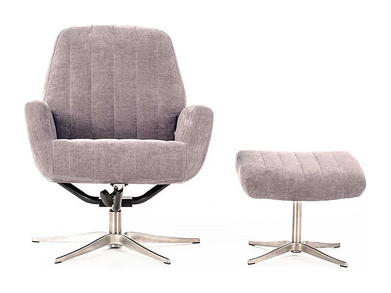 Relaxsessel in Hellgrau Samt Fußhocker (zweiteilig)