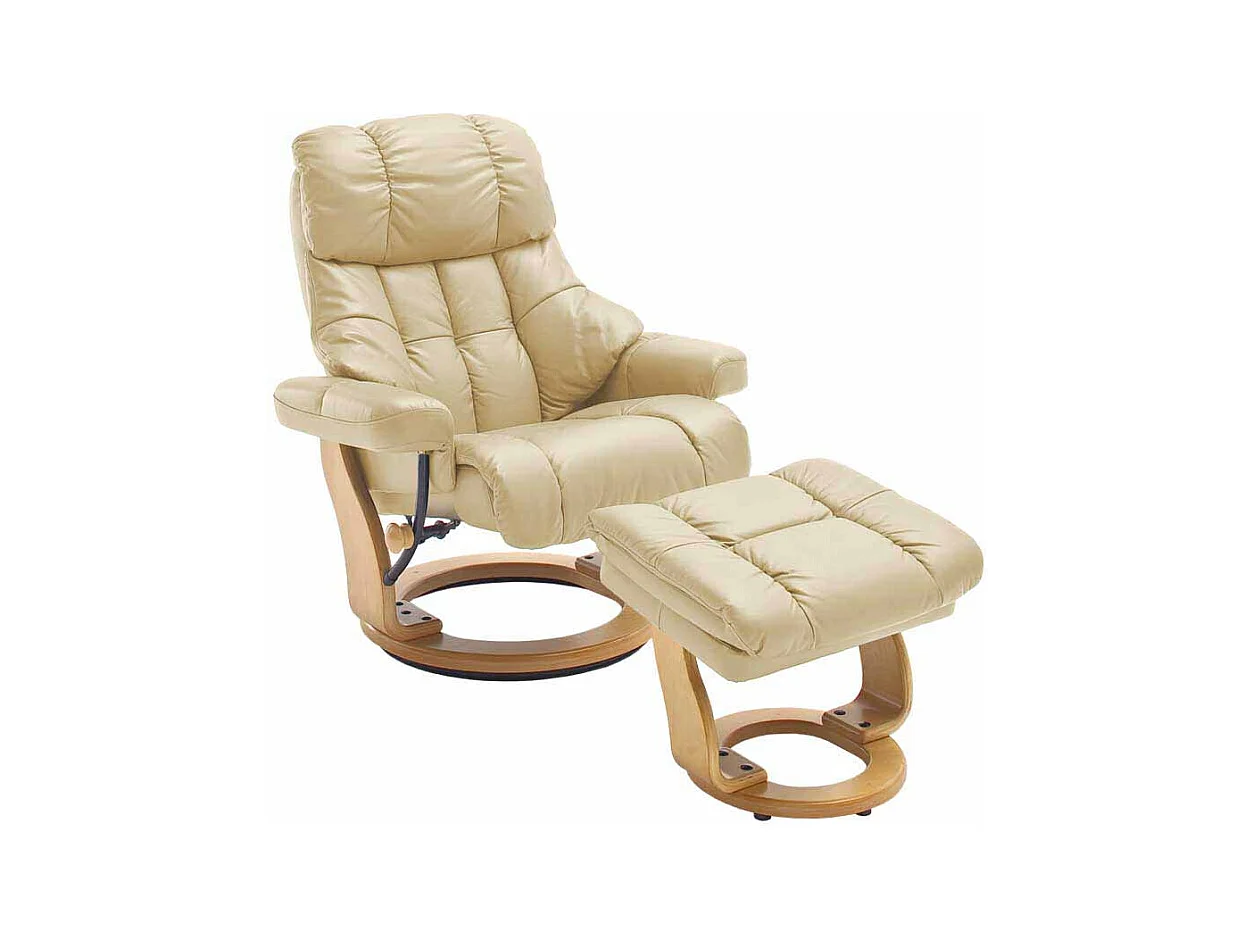 Leder Fernsehsessel mit Relaxfunktion Creme Weiß (zweiteilig)