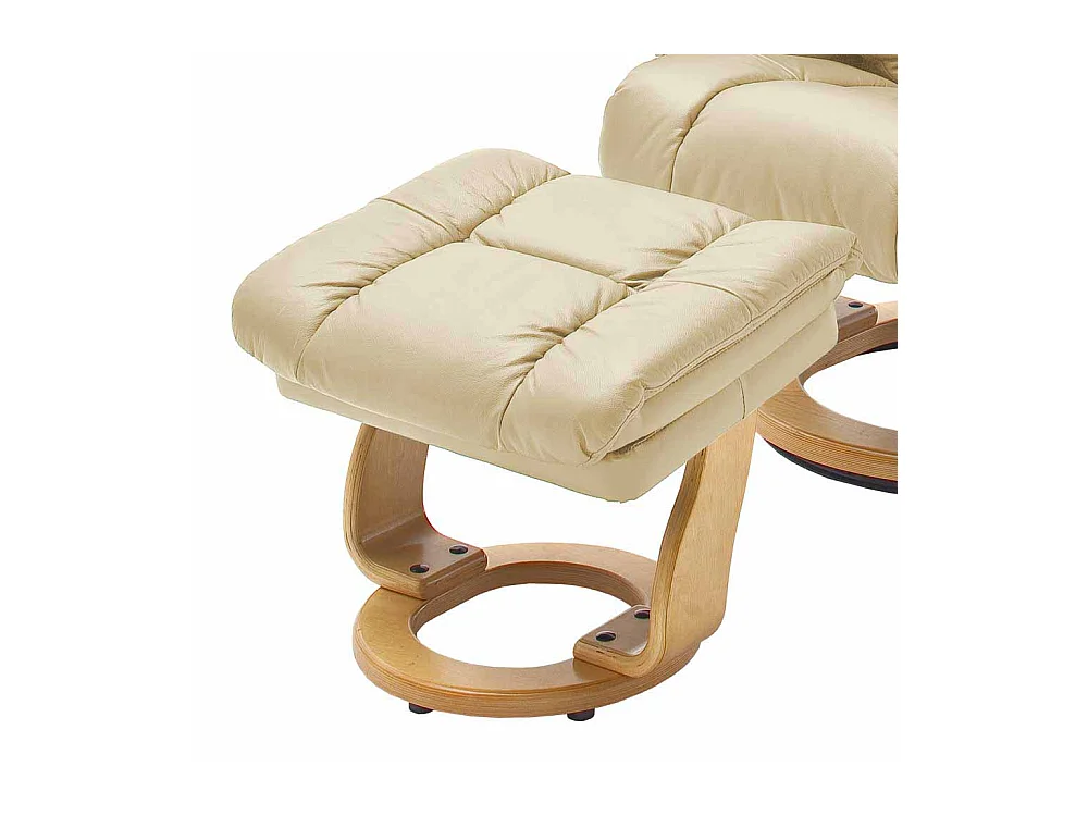 Leder Fernsehsessel mit Relaxfunktion Creme Weiß (zweiteilig)