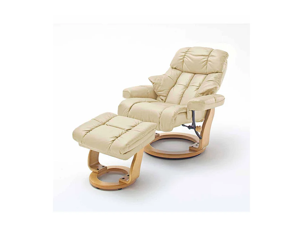 Leder Fernsehsessel mit Relaxfunktion Creme Weiß (zweiteilig)