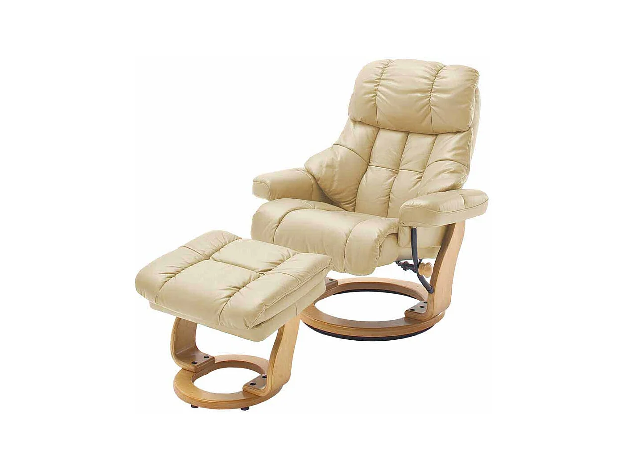Leder Fernsehsessel mit Relaxfunktion Creme Weiß (zweiteilig)