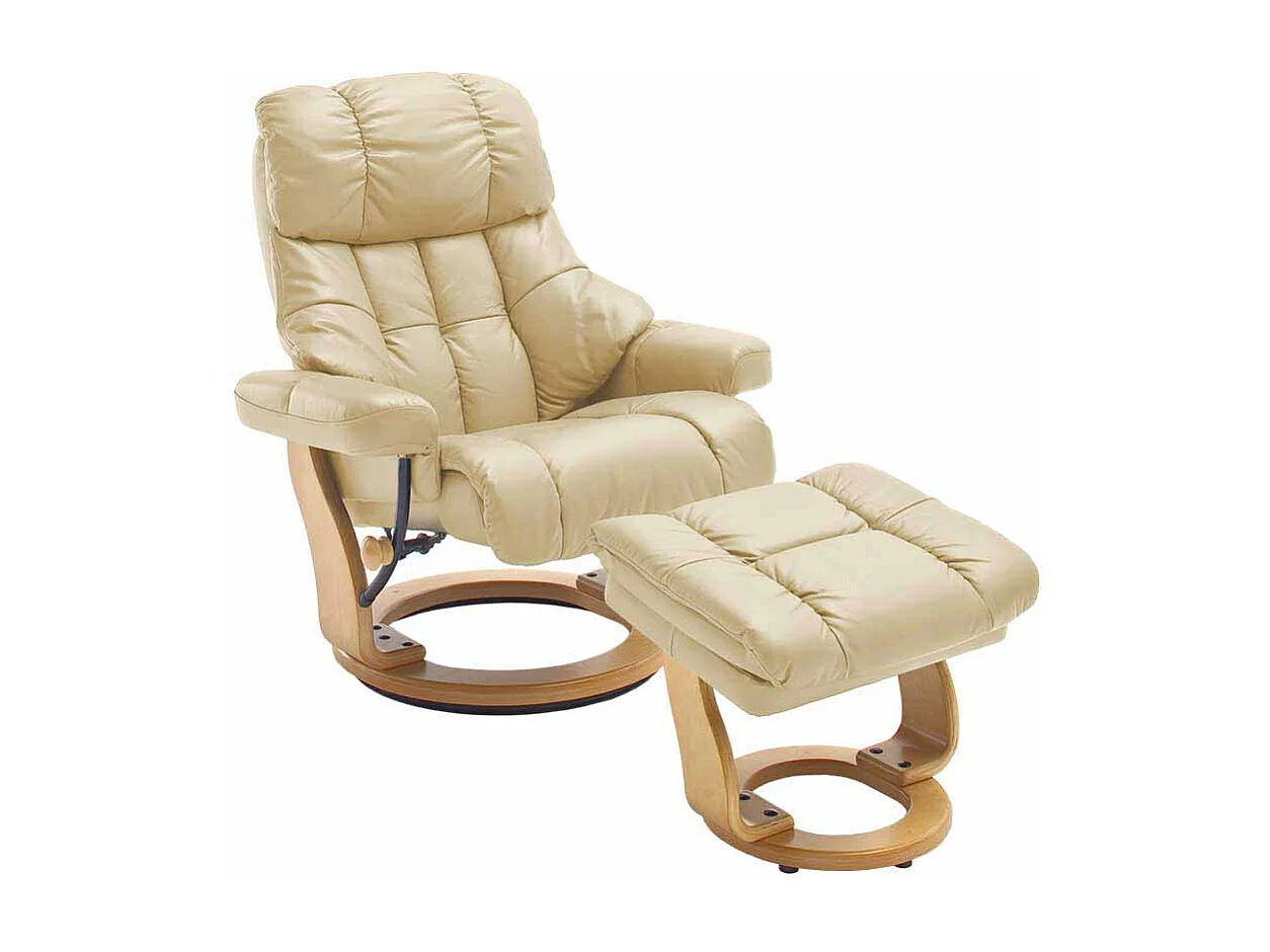 Leder Fernsehsessel mit Relaxfunktion Creme Weiß (zweiteilig)