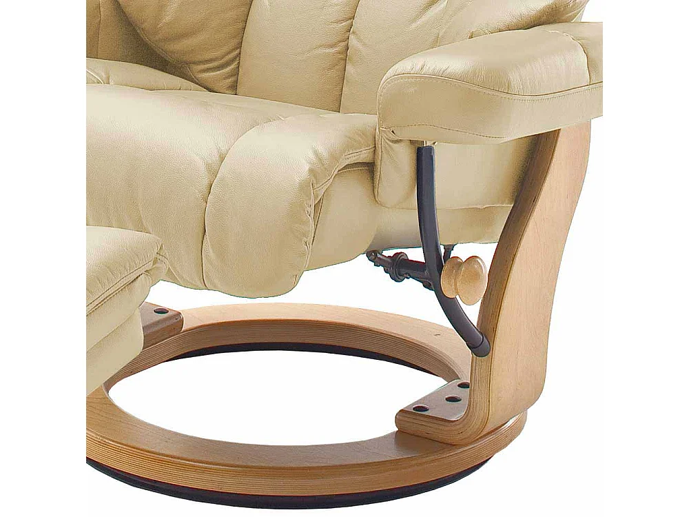 Leder Fernsehsessel mit Relaxfunktion Creme Weiß (zweiteilig)