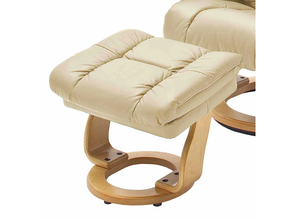 Leder Fernsehsessel mit Relaxfunktion Creme Weiß (zweiteilig)