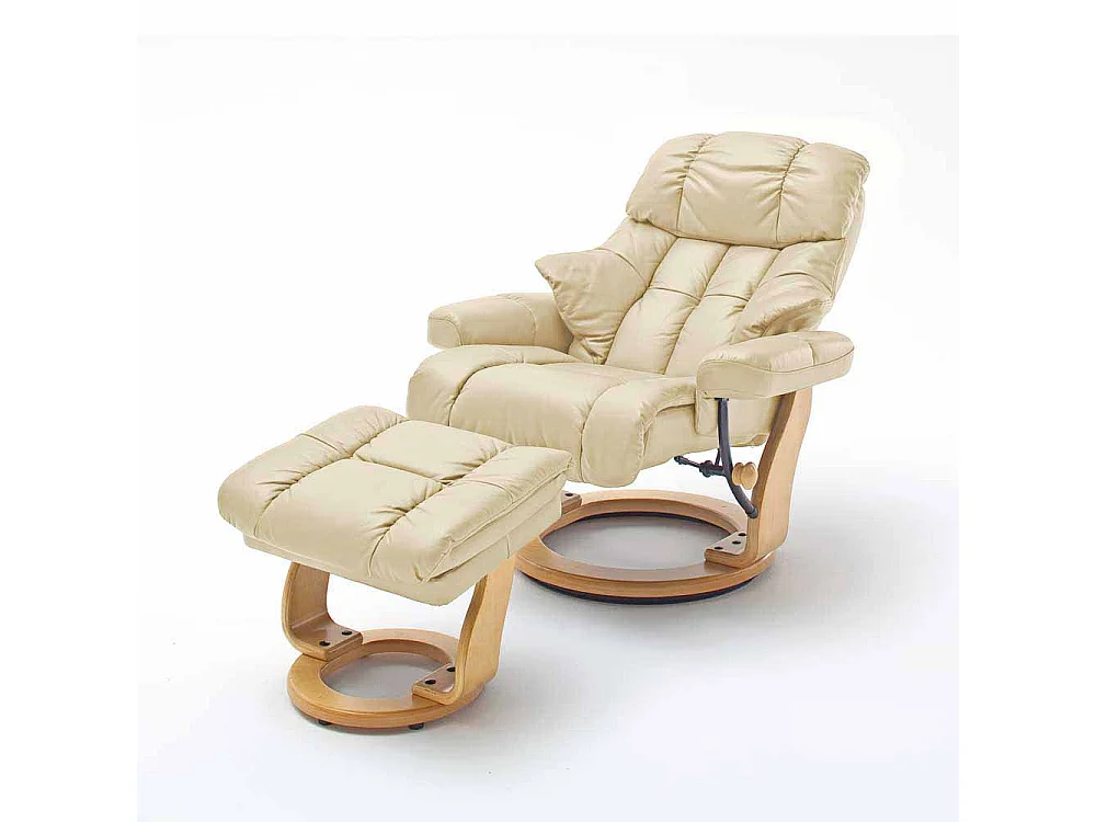 Leder Fernsehsessel mit Relaxfunktion Creme Weiß (zweiteilig)