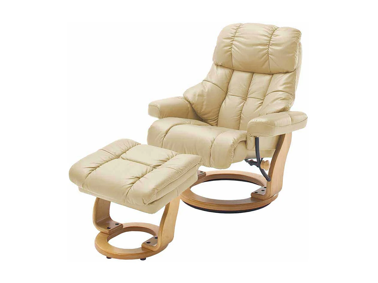 Leder Fernsehsessel mit Relaxfunktion Creme Weiß (zweiteilig)