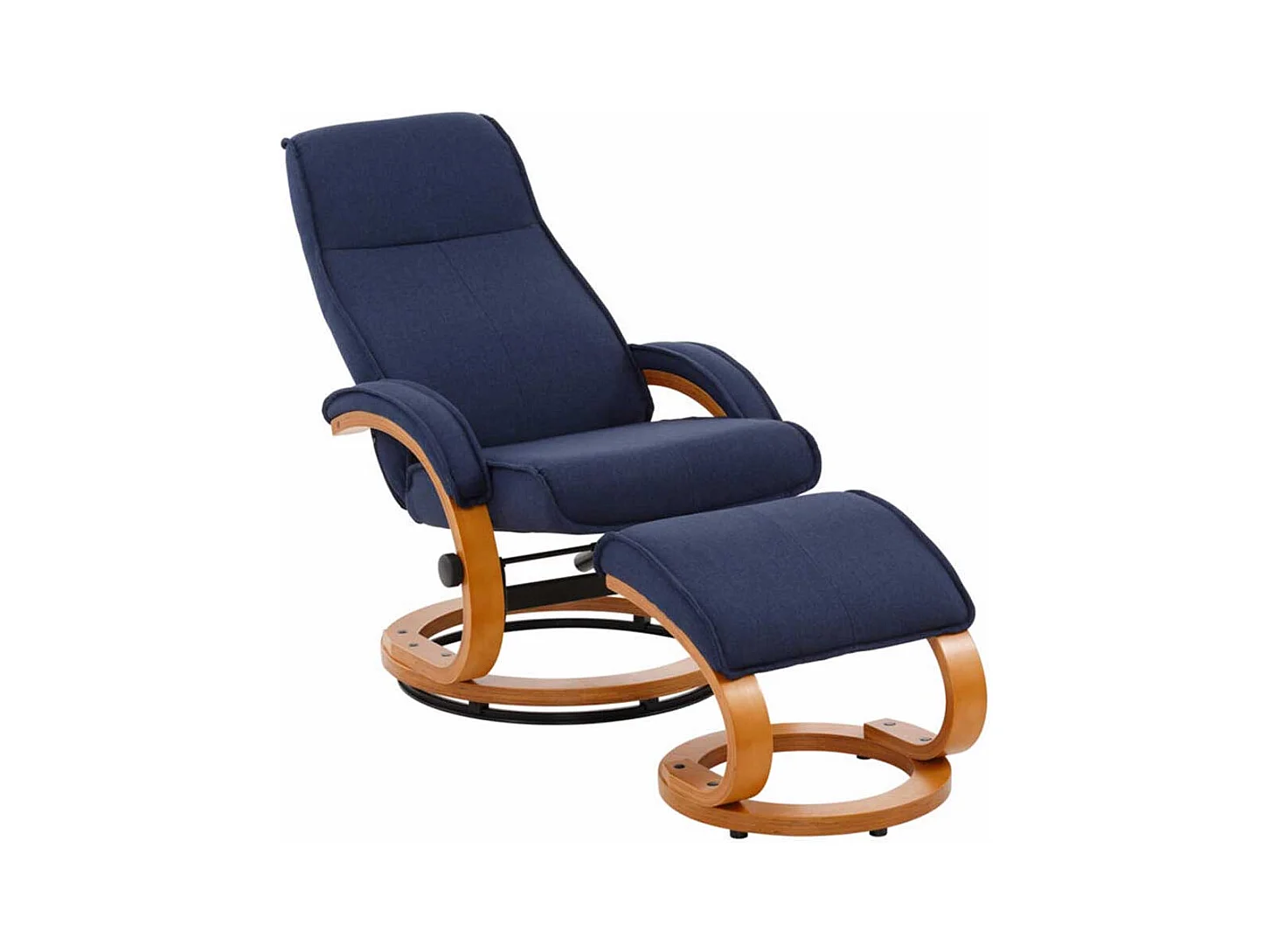 Relax Fernsehsessel in Dunkelblau & Buchefarben Fußhocker (zweiteilig)
