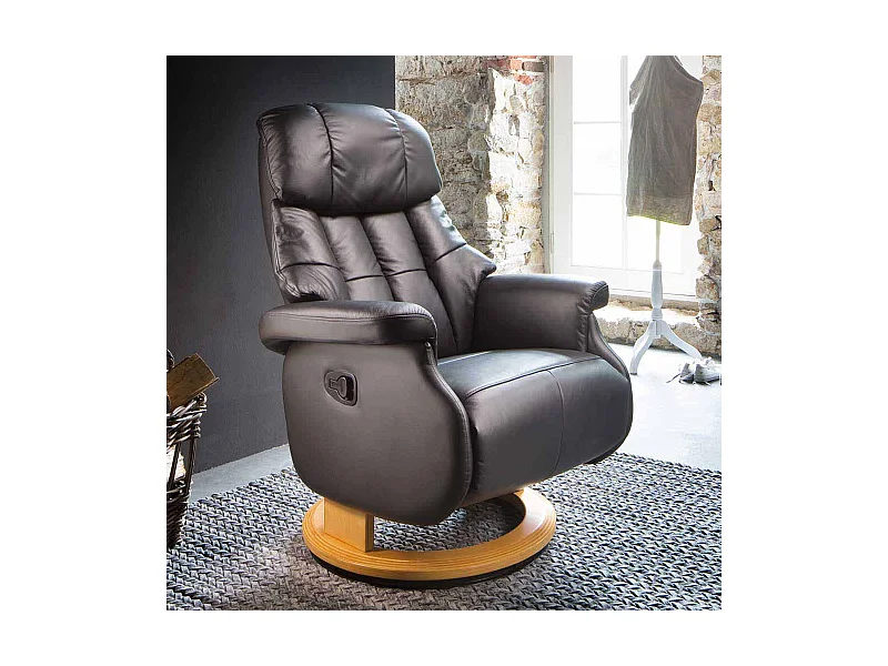 Fernsehsessel in Braun Leder verstellbar