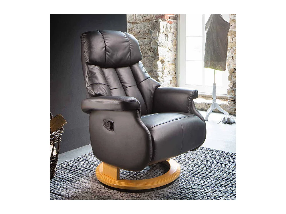 Fernsehsessel in Braun Leder verstellbar